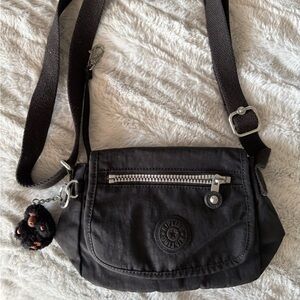 Kipling Black Crossbody Bag with Monkey Keychain very small
